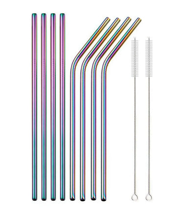 Reusable Rainbow Metal Straws